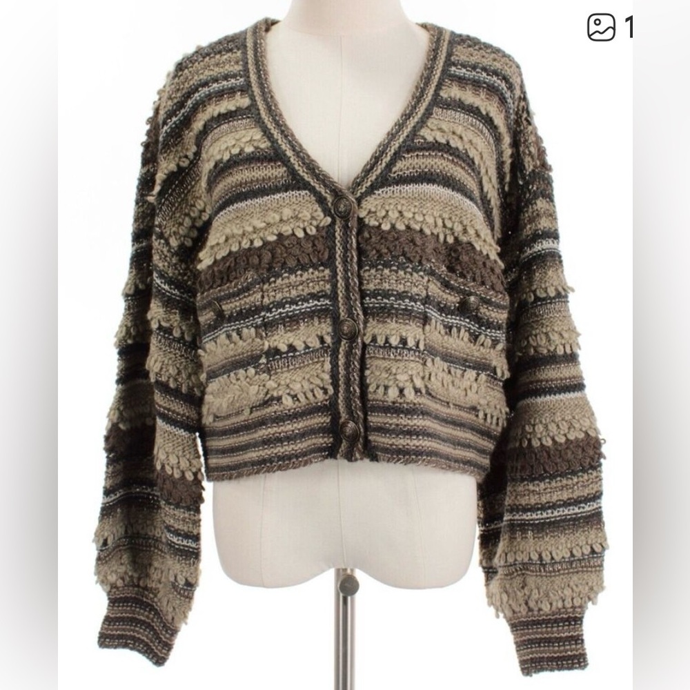 L’AGENCE “Harriet” cropped knit metallic cardigan sweater - size XS. Like new
